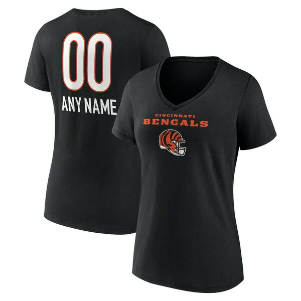 ファナティクス レディース Tシャツ トップス Cincinnati Bengals Fanatics Branded Women 039 s Personalized Name Number Team Wordmark VNeck TShirt Black