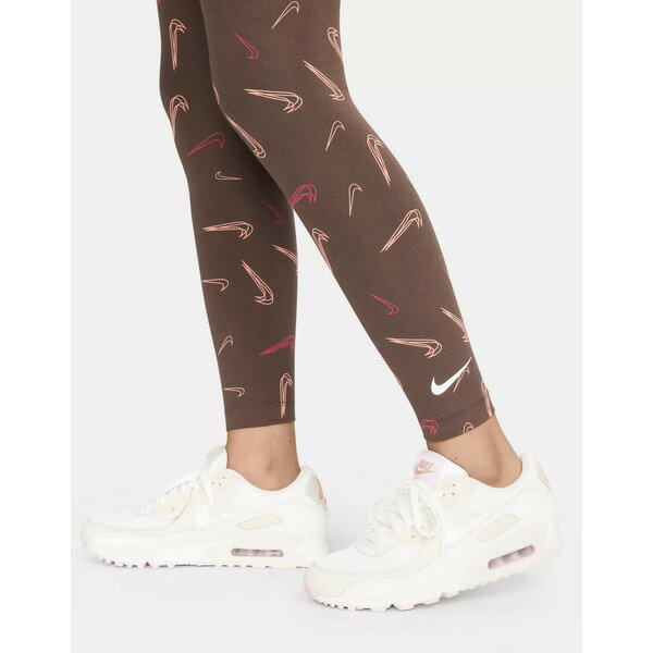 ナイキ レディース レギンス ボトムス Nike Dance Pack high-rise all over print leggings in dark brown BROWN