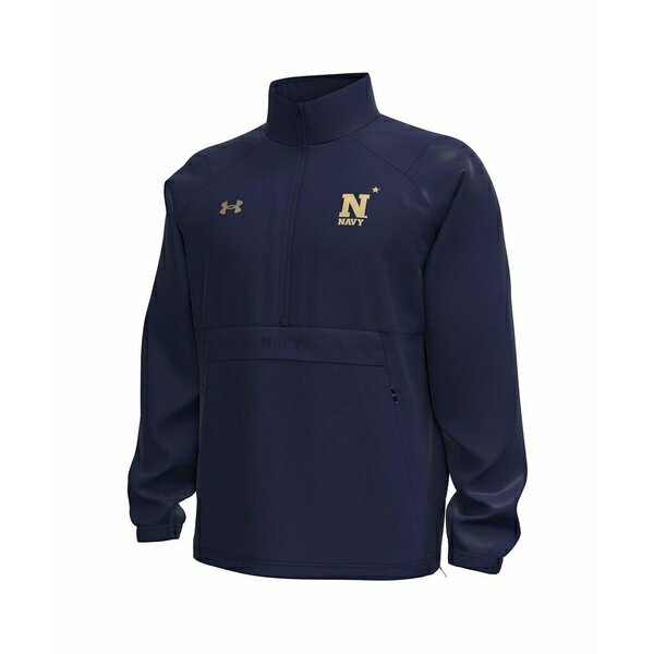 アンダーアーマー メンズ パーカー・スウェットシャツ アウター Men's Navy Midshipmen Unstoppable Woven Anorak Storm Tech Half-Zip Jacket Hoodie Navy