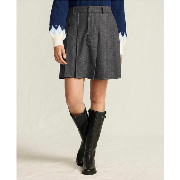 ランズエンド レディース スカート ボトムス Women's Brushed Flannel Pleated Mini Skirt Dark gray herringbone(4)