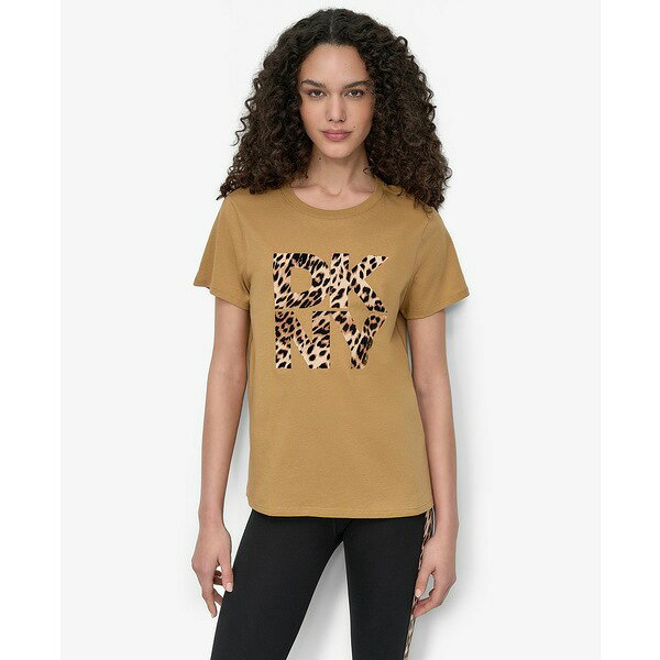 ダナ キャラン ニューヨーク レディース Tシャツ トップス Women's Stacked Animal Print Crew Neck T-..
