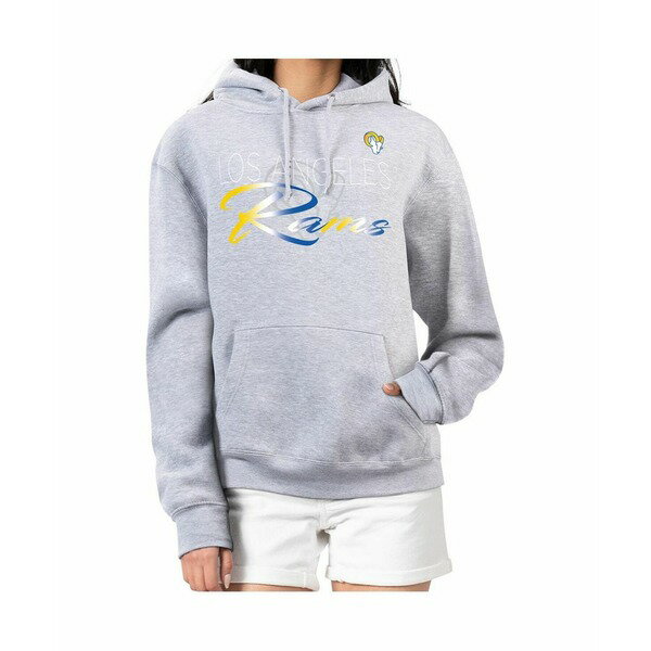 カールバンクス レディース パーカー・スウェットシャツ アウター Women's Gray Los Angeles Rams Shadow Logo Fleece Pullover Hoodie Gray(4)