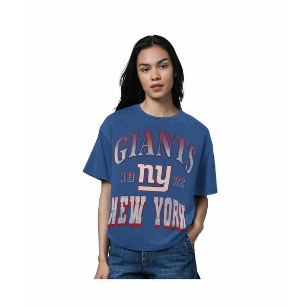 スターター レディース カットソー トップス Women's Heather Royal New York Giants Oversized Hall o..