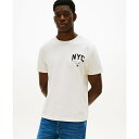 トミー ヒルフィガー メンズ シャツ トップス Men's Embroidered NYC Logo T-Shirt Ivory Petal