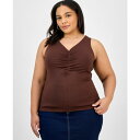 バースリー レディース カットソー トップス Trendy Plus Size Ruched V-Neck Tank Top, Exclusively at Macy's Chicory Coffee(4)