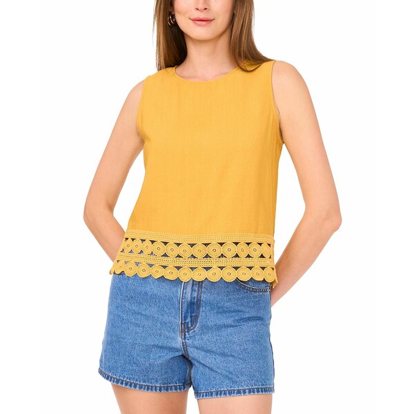 ヴィンスカムート レディース カットソー トップス Women's Crewneck Lace-Hem Tank Top Golden Spice