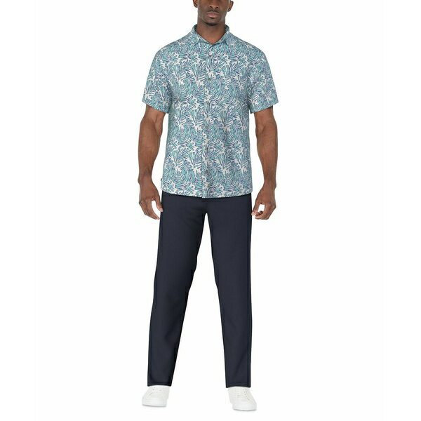 PGAツアー メンズ シャツ トップス Men's Short Sleeve Seersucker Palm Print Golf Polo Shirt Bright White