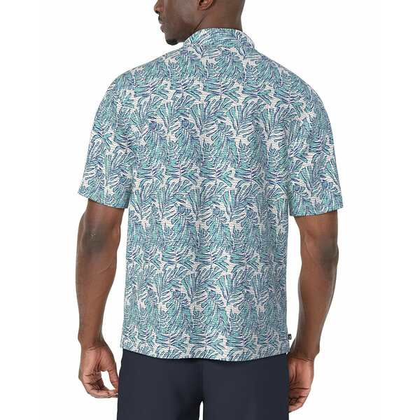 PGAツアー メンズ シャツ トップス Men's Short Sleeve Seersucker Palm Print Golf Polo Shirt Bright White