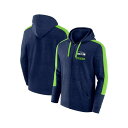 ファナティクス メンズ パーカー・スウェットシャツ アウター Men's Heather College Navy Seattle Seahawks Gains Full-Zip Hoodie College Navy, Green(4)