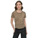 ダナキャランニューヨーク レディース カットソー トップス Women's Cheetah-Print Short-Sleeve T-Shirt JFW - TRAVERTN COMBO