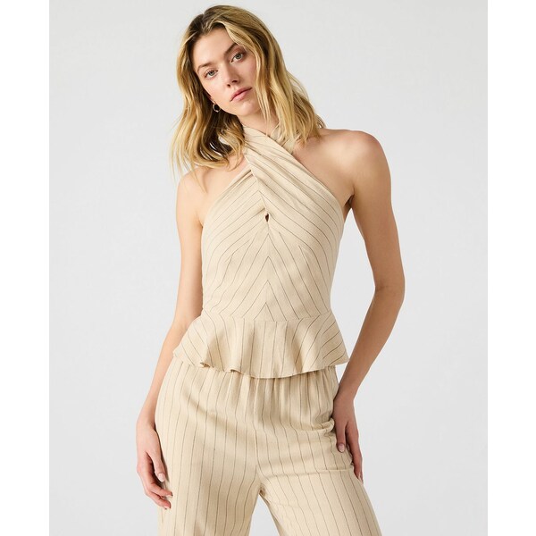スティーブ マデン レディース カットソー トップス Women's Kosta Striped Halter Peplum Top Oatmeal