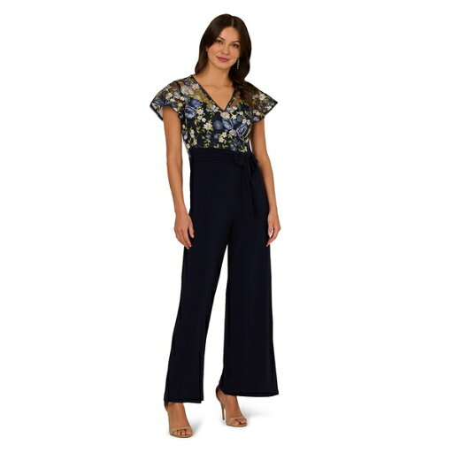 アドリアナ パペル レディース ワンピース トップス Women's Embroidered Wide-Leg Jumpsuit Navy Multi アドリアナ パペル レディース ワンピース トップス Women's Embroidered Wide-Leg Jumpsuit Navy Multi