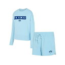 コンセプトスポーツ レディース カットソー トップス Women's 2-Piece Light Blue New York Knicks Elevation Tri-Blend Long Sleeve T-Shirt and Shorts Set Light Blue