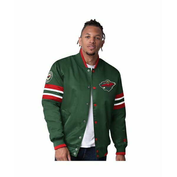 楽天astyスターター メンズ ジャケット＆ブルゾン アウター Men's Green Minnesota Wild Scout I Full-Snap Varsity Jacket Green