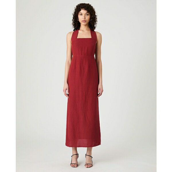 フレンチコネクション レディース ワンピース トップス Women's Birdie Linen-Blend Halter-Neck Midi Dress Brick Red
