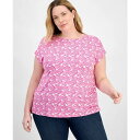 スタイルアンドコー レディース カットソー トップス Women's Printed Mixed-Media Short-Sleeve Top, PXS-4X,...
