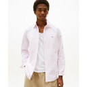 トミー ヒルフィガー メンズ シャツ トップス Men's Regular-Fit Striped Heritage Oxford Long-Sleeve Shirt Rose Petal / White
