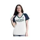 カールバンクス レディース カットソー トップス Women's White/Navy Seattle Mariners Ball Park Raglan V-...