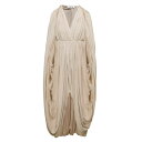 ランバン レディース ワンピース トップス Long Beige Cape Drape Dress In Polyester Woman Beige