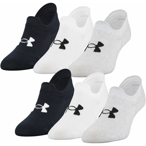 アンダーアーマー メンズ 靴下 アンダーウェア Under Armour Men's Essential Ultra Low Tab Socks - 6 Pack Grey/White/Black