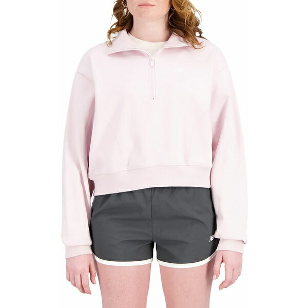 ニューバランス レディース パーカー・スウェットシャツ アウター New Balance Women's Athletics Remastered French Terry 1/4 Zip Stone Pink