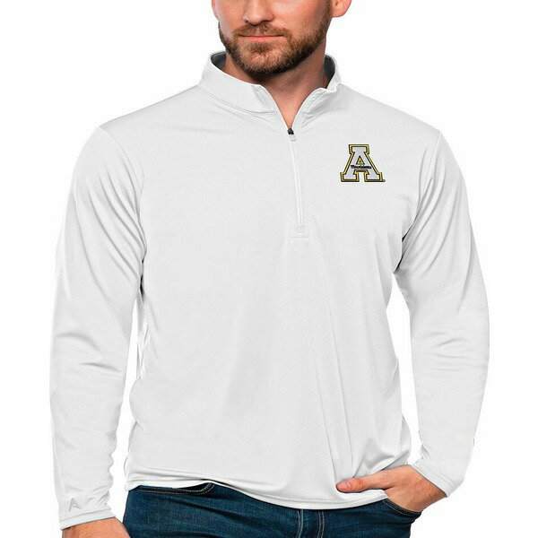 アンティグア メンズ パーカー・スウェットシャツ アウター Men's White Appalachian State Mountaineers Tribute Quarter-Zip Top White