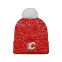 ファナティクス レディース 帽子 アクセサリー Women's Red Calgary Flames Glimmer Cuffed Knit Hat with ...