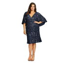 マックダガル レディース ワンピース トップス Plus Size Embellished Cape Sleeve Cocktail Dress (Plus) ...