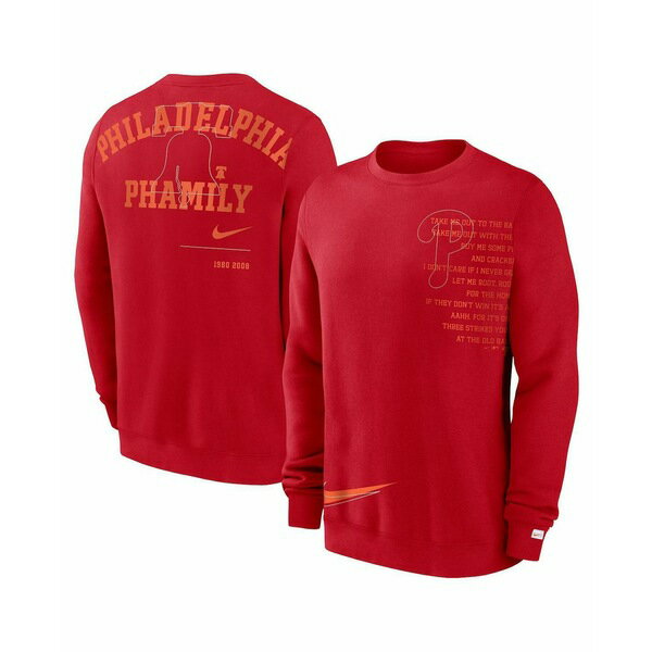 ナイキ メンズ パーカー・スウェットシャツ アウター Men's Red Philadelphia Phillies Statement Ball Game Fleece Pullover Sweatshirt Red(4)