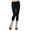 メモイ レディース カジュアルパンツ ボトムス Women's Light Ponte Cotton Blend Capri Leggings Black