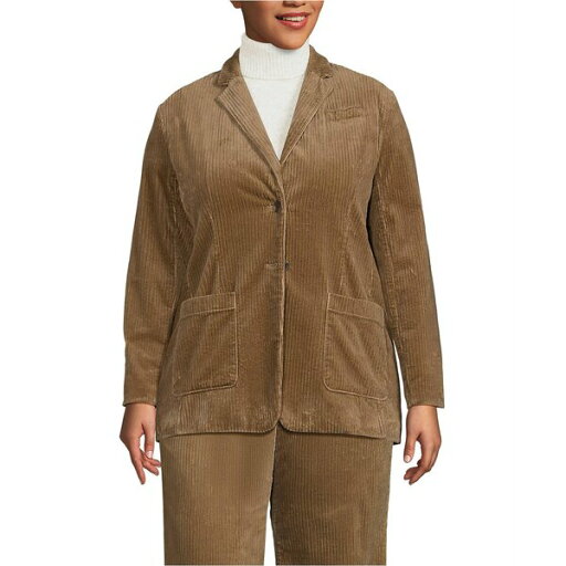 ランズエンド レディース ジャケット&ブルゾン アウター Plus Size Wide Wale Corduroy Blazer Dark toffee ランズエンド レディース ジャケット&ブルゾン アウター Plus Size Wide Wale Corduroy Blazer Dark toffee