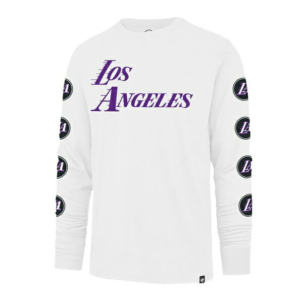 フォーティーセブン メンズ Tシャツ トップス Los Angeles Lakers '47 City Edition Downtown Franklin Long Sleeve TShirt White