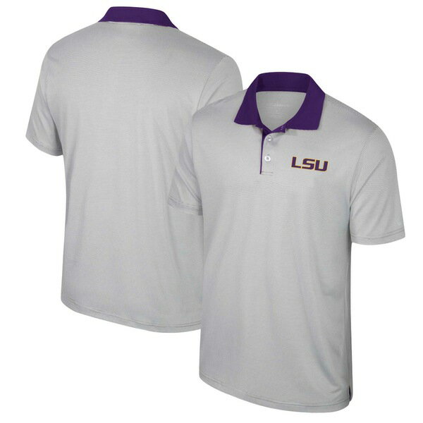 コロシアム メンズ ポロシャツ トップス LSU Tigers Colosseum Big & Tall Tuck Striped Polo Gray