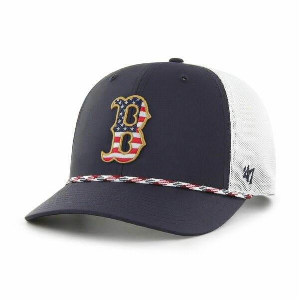 フォーティーセブン メンズ 帽子 アクセサリー Boston Red Sox 039 47 Primary Team Logo American Flag Fill Trucker Snapback Hat Blue