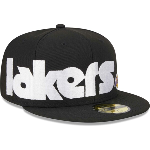 j[G Y Xq ANZT[ Los Angeles Lakers New Era Checkerboard UV 59FIFTY Fitted Hat Black