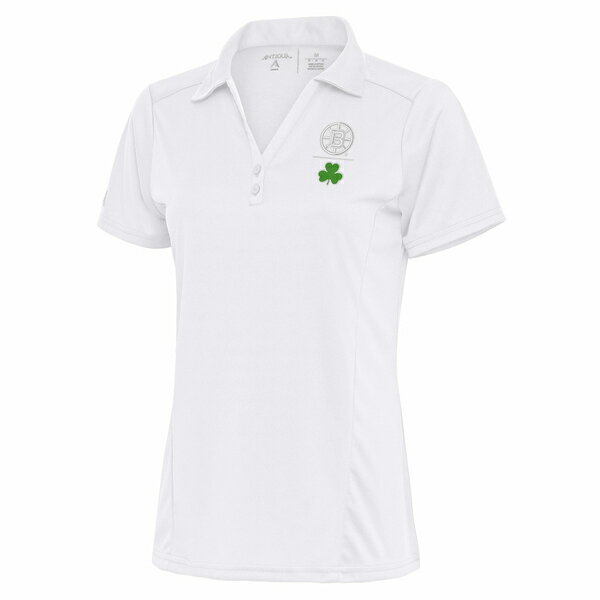 ƥ ǥ ݥ ȥåץ Boston Bruins Antigua Women's Shamrock Tribute Polo White