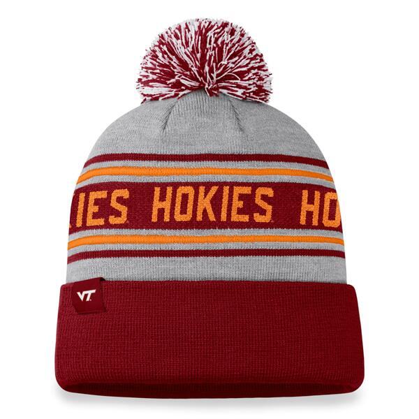 gbvEIuEUE[h Y Xq ANZT[ Virginia Tech Hokies Top of the World Frigid Cuffed Knit Hat with Pom Heather Gray