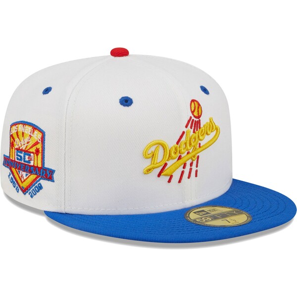 j[G Y Xq ANZT[ Los Angeles Dodgers New Era 50th Anniversary Cherry Lolli 59FIFTY Fitted Hat White/Royal