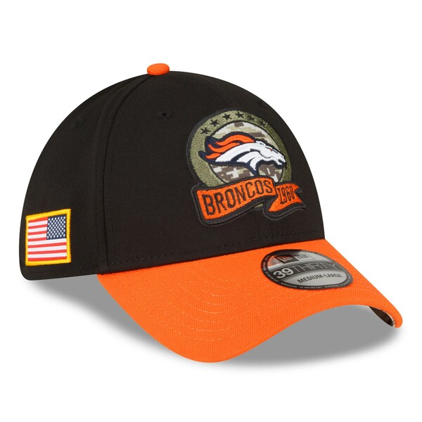 ˥塼  ˹ ꡼ Denver Broncos New Era 2022 Salute To Service 39THIRTY Flex Hat Black/Orange