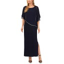 ミスク レディース ワンピース トップス Women's Women's Rhinestone-Overlay Jersey-Knit Gown Creative Navy