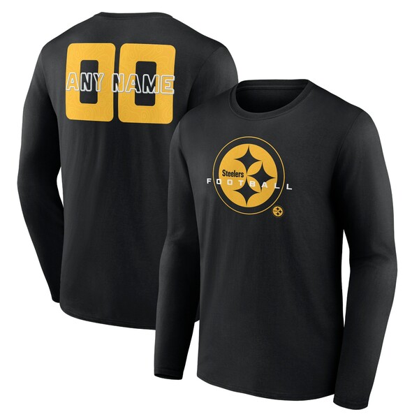 ファナティクス メンズ Tシャツ トップス Pittsburgh Steelers Stellar Personalized Name & Number Long Sleeve TShirt Black