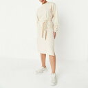 【送料無料】 ミスガイデッド レディース ワンピース トップス Petite Tie Waist Sweatshirt Dress Stone