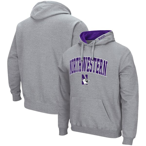 コロシアム メンズ パーカー・スウェットシャツ アウター Northwestern Wildcats Colosseum Arch & Logo 3.0 Pullover Hoodie Heather Gray