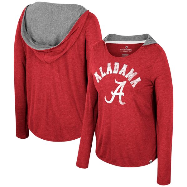 楽天astyコロシアム レディース Tシャツ トップス Alabama Crimson Tide Colosseum Women's Distressed Heather Long Sleeve Hoodie TShirt Crimson