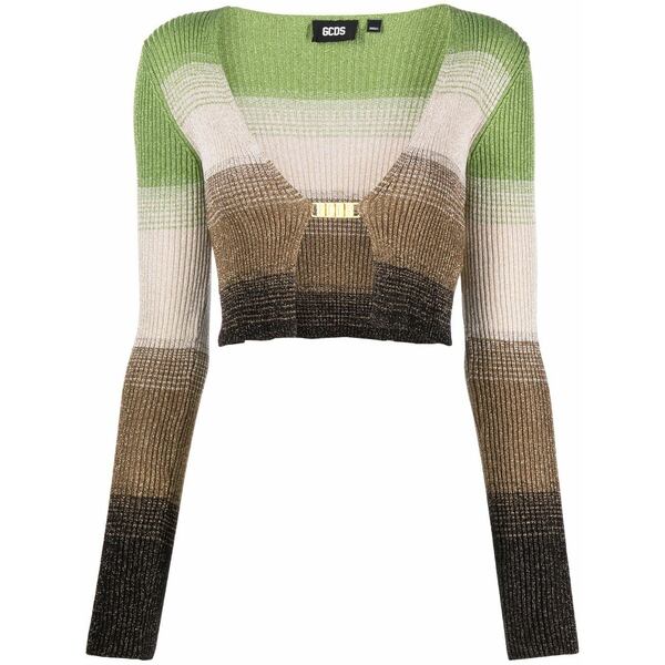 ジーシーディーエス レディース カーディガン アウター Degrad茫漏-effect lurex cropped cardigan Green