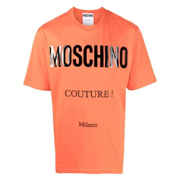 モスキーノ メンズ Tシャツ トップス ロゴ Tシャツ carrot-orange/jet-black