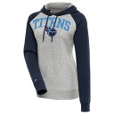 アンティグア レディース パーカー・スウェットシャツ アウター Tennessee Titans Antigua Women's Victory Raglan Sleeve Chenille Pullover Hoodie Heather Gray/Navy