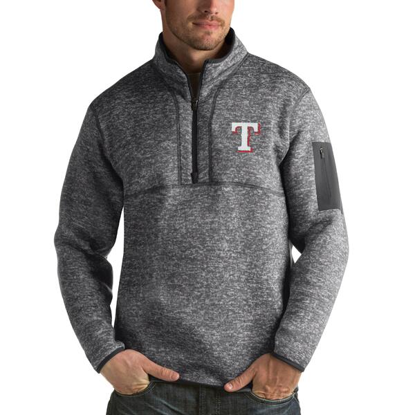 AeBOA Y Vc gbvX Texas Rangers Antigua Fortune HalfZip Sweater Heathered Charcoal