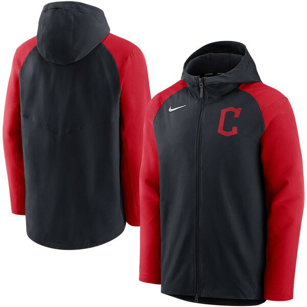 ナイキ メンズ パーカー・スウェットシャツ アウター Cleveland Guardians Nike Authentic Collection Performance Raglan FullZip Hoodie Navy/Red