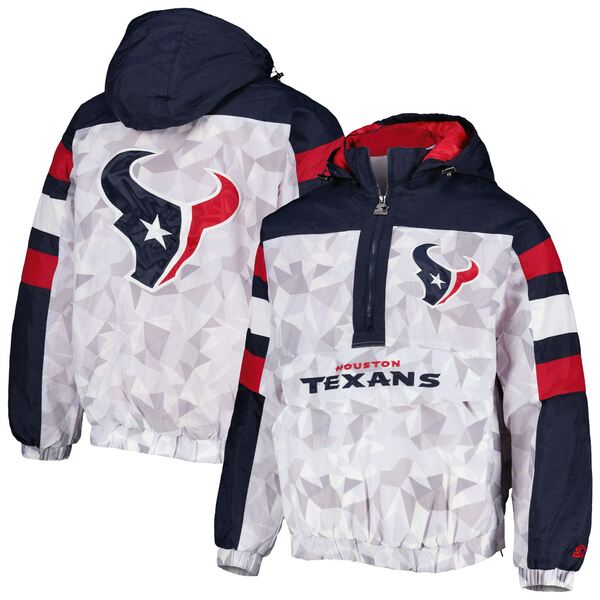   㥱åȡ֥륾  Houston Texans Starter Thursday Night Gridiron Raglan HalfZip Hooded Jacket White/Navy